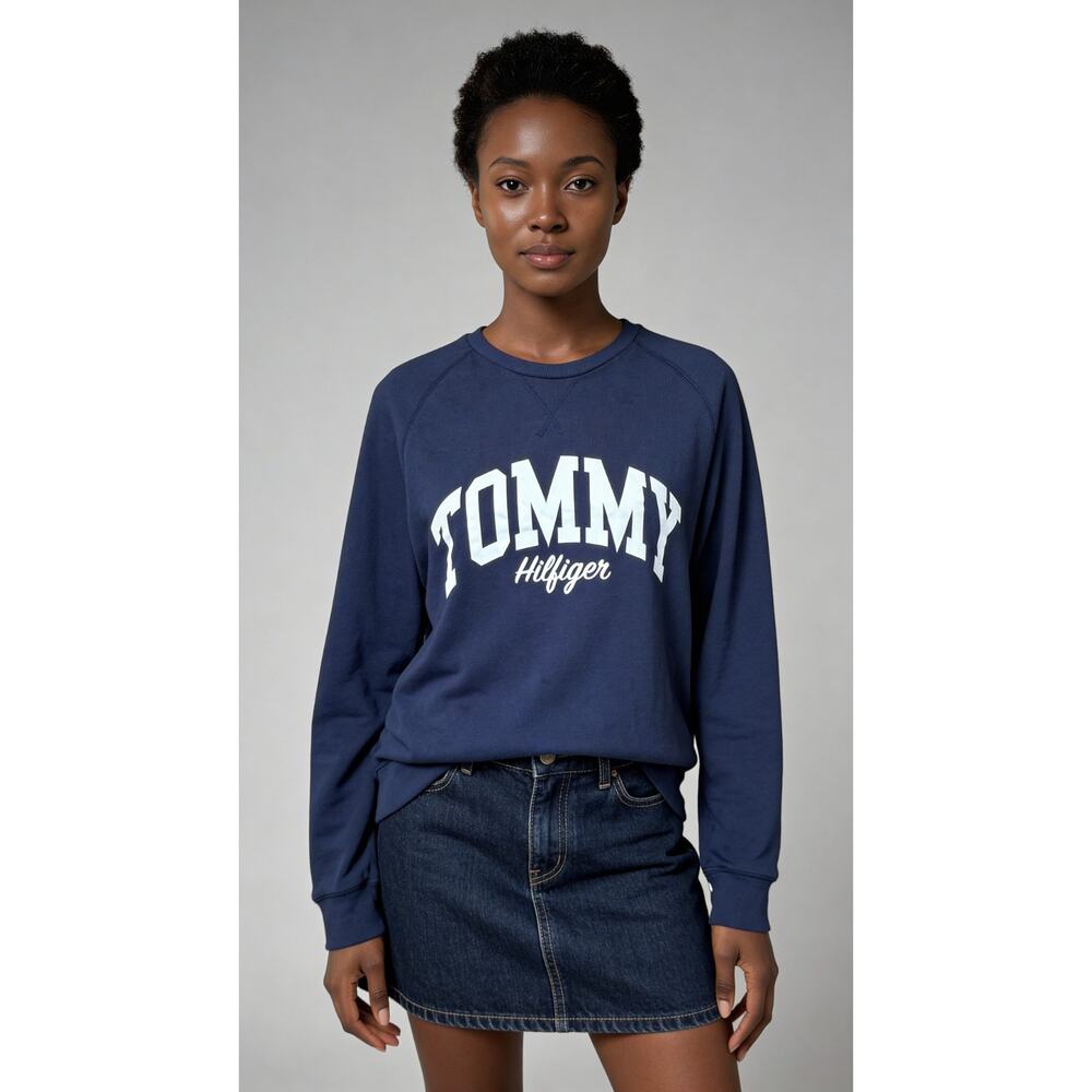Cotton blend sweatshirt, Tommy Hilfiger logo crewneck pullover